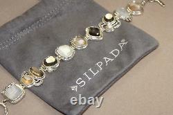 Silpada Exemplar Sterling Silver, Pyrite, Lip Shell, Glass, C. Z. Bracelet B2790