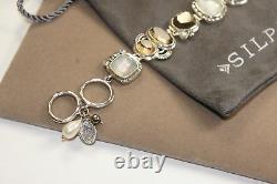 Silpada Exemplar Sterling Silver, Pyrite, Lip Shell, Glass, C. Z. Bracelet B2790