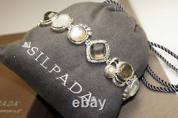 Silpada Exemplar Sterling Silver, Pyrite, Lip Shell, Glass, C. Z. Bracelet B2790