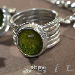 Silpada Green Glass Sterling Silver Ring Sz 8 R1463 Beautiful