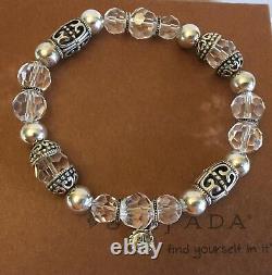 Silpada RARE HTF B2413 Sterling Silver Crystal Glass Stretch Bead Bracelet MINT