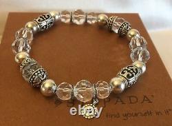 Silpada RARE HTF B2413 Sterling Silver Crystal Glass Stretch Bead Bracelet MINT