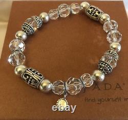 Silpada RARE HTF B2413 Sterling Silver Crystal Glass Stretch Bead Bracelet MINT