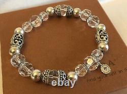 Silpada RARE HTF B2413 Sterling Silver Crystal Glass Stretch Bead Bracelet MINT