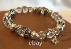 Silpada RARE HTF B2413 Sterling Silver Crystal Glass Stretch Bead Bracelet MINT