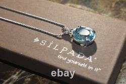 Silpada RARE HTF Retired N2198 Sterling Silver Aqua Glass Necklace