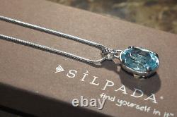 Silpada RARE HTF Retired N2198 Sterling Silver Aqua Glass Necklace