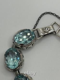 Silpada Sterling Silver Blue Lagoon Aqua Blue Glass Bracelet B2093