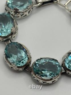Silpada Sterling Silver Blue Lagoon Aqua Blue Glass Bracelet B2093