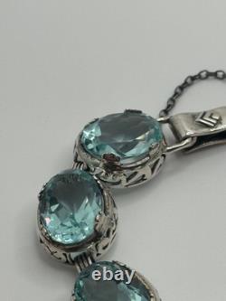 Silpada Sterling Silver Blue Lagoon Aqua Blue Glass Bracelet B2093