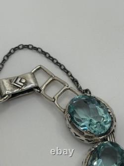 Silpada Sterling Silver Blue Lagoon Aqua Blue Glass Bracelet B2093