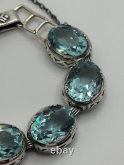 Silpada Sterling Silver Blue Lagoon Aqua Blue Glass Bracelet B2093