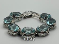 Silpada Sterling Silver Blue Lagoon Aqua Blue Glass Bracelet B2093