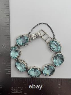 Silpada Sterling Silver Blue Lagoon Aqua Blue Glass Bracelet B2093