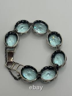 Silpada Sterling Silver Blue Lagoon Aqua Blue Glass Bracelet B2093
