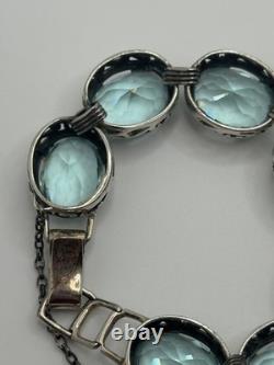 Silpada Sterling Silver Blue Lagoon Aqua Blue Glass Bracelet B2093