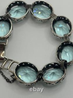 Silpada Sterling Silver Blue Lagoon Aqua Blue Glass Bracelet B2093