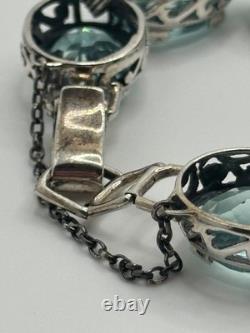 Silpada Sterling Silver Blue Lagoon Aqua Blue Glass Bracelet B2093