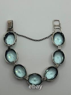 Silpada Sterling Silver Blue Lagoon Aqua Blue Glass Bracelet B2093