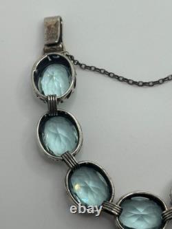 Silpada Sterling Silver Blue Lagoon Aqua Blue Glass Bracelet B2093