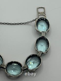 Silpada Sterling Silver Blue Lagoon Aqua Blue Glass Bracelet B2093