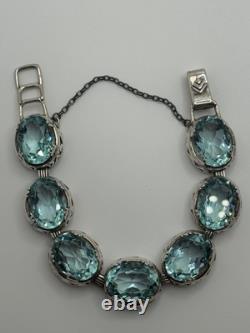 Silpada Sterling Silver Blue Lagoon Aqua Blue Glass Bracelet B2093