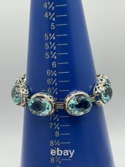 Silpada Sterling Silver Blue Lagoon Aqua Blue Glass Bracelet B2093