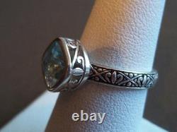 Silpada Sterling Silver Frozen Lake Aqua Blue Filigree Band Size 8 Ring R2044