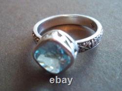 Silpada Sterling Silver Frozen Lake Aqua Blue Filigree Band Size 8 Ring R2044