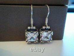 Silpada Sterling Silver Uptown CZ Cubic Zirconia Dangle Earrings HTF W0975 SET