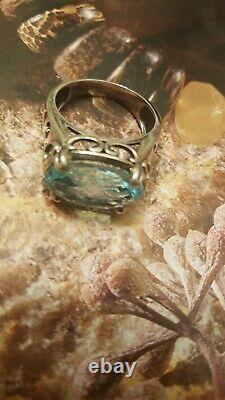 Silpada Sterling silver Aqua Glass Blue Cover Ring R2387 SZ10 HTF. Gorgeous