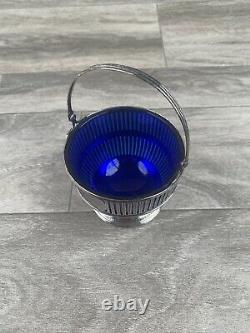 Silver And Cobalt Glass Sterling Dish Shrive Crump