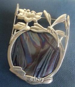 Silver Art Nouveau Dragonfly Brooch Pendant Pat Cheney / John Ditchfield Glass