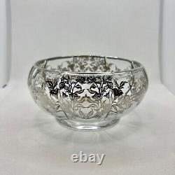 Silver City, Sterling Silver Overlay, Queen Rose Pattern, 6 Glass Serving Bowl