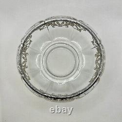 Silver City, Sterling Silver Overlay, Queen Rose Pattern, 6 Glass Serving Bowl