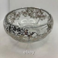 Silver City, Sterling Silver Overlay, Queen Rose Pattern, 6 Glass Serving Bowl