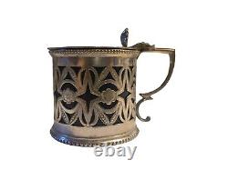 Silver & Cobalt Glass Mustard Pot