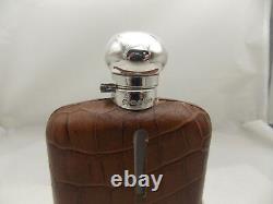 Silver Mounted Leather/crystal Hip Flask
