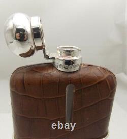 Silver Mounted Leather/crystal Hip Flask