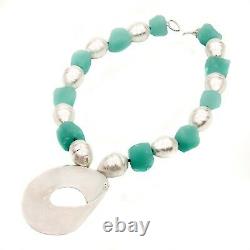 Simon Sebbag Sterling Silver matte aqua glass shell pearl necklace PN500/MAGBSP