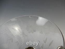 Six Sterling Silver Cups With Etched Crystal Glass Inserts 7oz 6-1/2 High