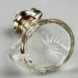 Small Antique Sterling Silver, Glass Whiskey Noggin Pitcher, Levi & Salaman 1908