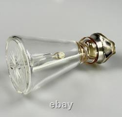 Small Antique Sterling Silver, Glass Whiskey Noggin Pitcher, Levi & Salaman 1908