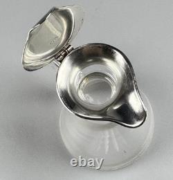 Small Antique Sterling Silver, Glass Whiskey Noggin Pitcher, Levi & Salaman 1908