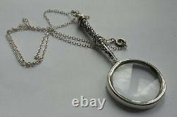 Solid Silver Ladies Magnifying Glass Silver Chain, Birmingham Hallmarked