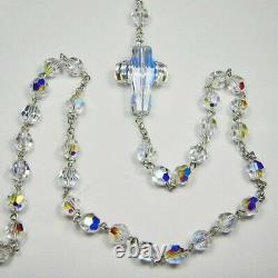 Spectacular Rosary Necklace Sterling Silver with Swarovski Crystal Beads