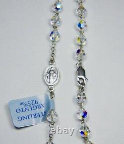 Spectacular Rosary Necklace Sterling Silver with Swarovski Crystal Beads