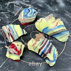 Sterling Houze Factory Slag Uranium Glass Necklace Blue Swirl Pendant 925 Silver