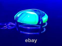 Sterling Houze Factory Slag Uranium Glass Necklace Blue Swirl Pendant 925 Silver
