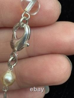Sterling Moonstne Blue Topaz Pendant 2 Inches and Long Strand W Pearl 2Necklaces